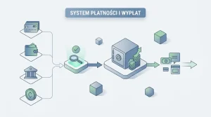 Neutralny schemat procesu wpłata, saldo i wypłata w kasynie online